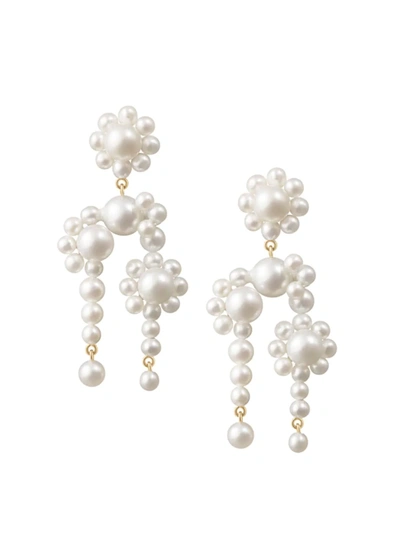 Shop Sophie Bille Brahe Fontaine Marguerite 14k Gold & Pearl Drop Single-earring In White