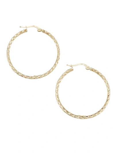 Shop Saks Fifth Avenue Women's 14k Gold Diamond-cut Hoops In Yellow