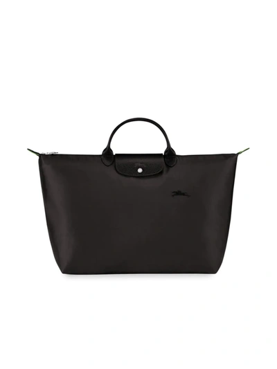 Shop Longchamp Women's Large Le Pliage Green Travel Bag In Black