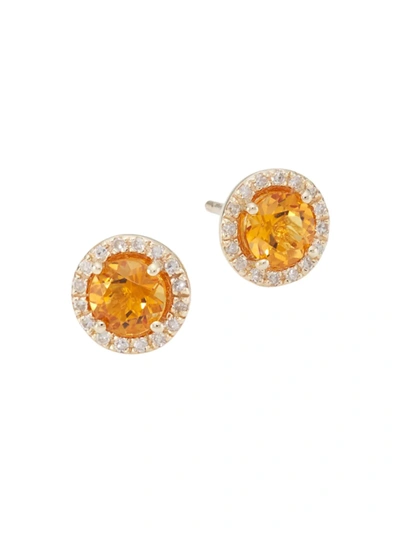 Shop Saks Fifth Avenue Women's 14k Gold, Diamond & Citrine Earrings
