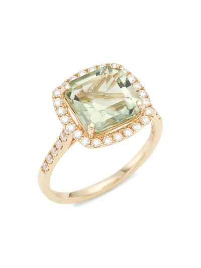 Shop Saks Fifth Avenue Women's 14k Gold, Diamond & Green Amethyst Ring