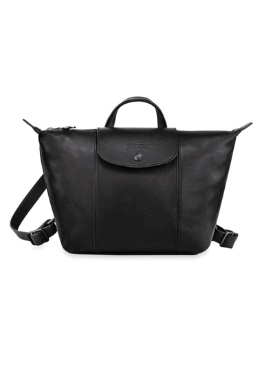 Shop Longchamp Women's Le Pliage Cuir Backpack In Black