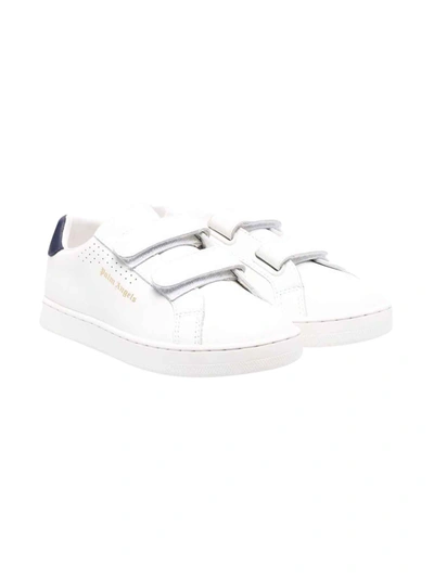 Shop Palm Angels Unisex White Sneakers In Bianco/blu