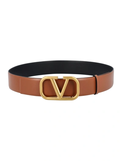 Shop Valentino Vlogo Signature Belt In Brown