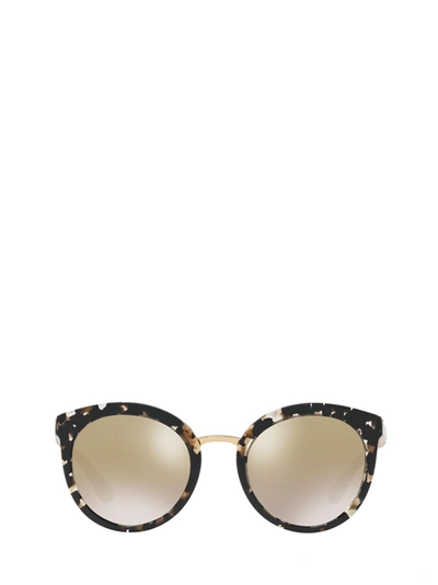 Shop Dolce & Gabbana Dolce &amp; Gabbana Dg4268 Cube Black / Gold Sunglasses