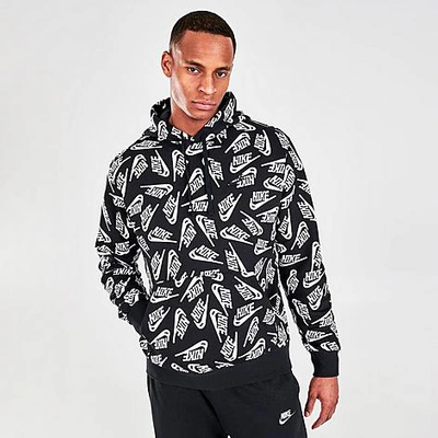 Nike Sport Essentials All Over Logo Print Fleece Hoodie In Black | ModeSens