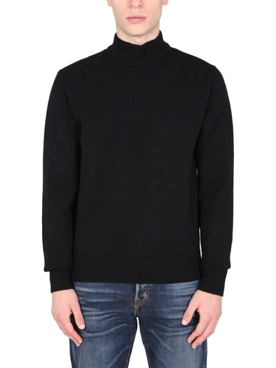 Shop Tom Ford Mockneck Ribbed Hem Sweater In Black