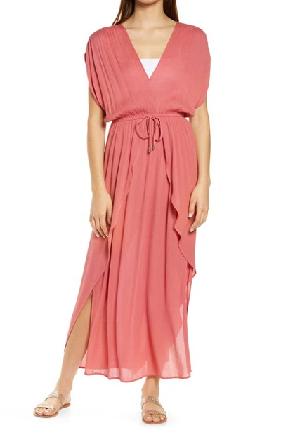 Shop Elan Wrap Maxi Cover-up Dress In Rose