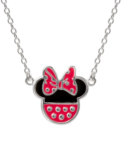 Shop Disney Minnie Mouse Enamel Pendant Necklace In Sterling Silver, 16" + 2" Extender