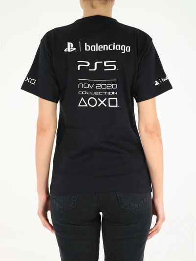 Balenciaga Woman Black Playstation Slim Line T-shirt | ModeSens