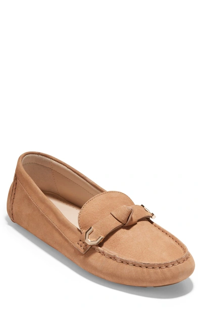 Shop Cole Haan Evelyn Leather Bow Driver In Birch Beige Leather