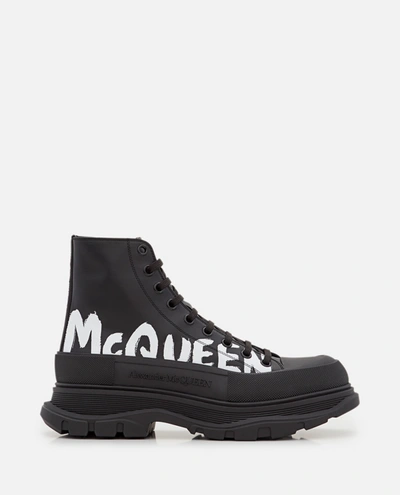 Shop Alexander Mcqueen 'graffiti Tread Slick' Boot In Black