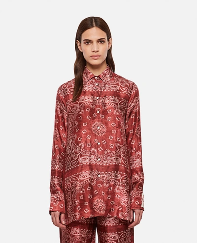 Shop Golden Goose Golden Paisley Printed Viscose Twill Pajama Shirt In Red