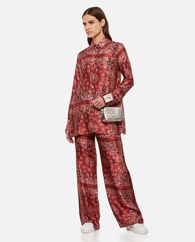 Shop Golden Goose Golden Paisley Printed Viscose Twill Trousers In Red