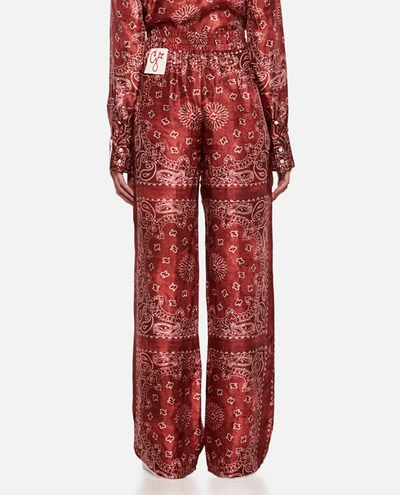 Shop Golden Goose Golden Paisley Printed Viscose Twill Trousers In Red