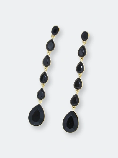 Shop Ettika Black Crystallized Drop 18k Gold Plated Earrings