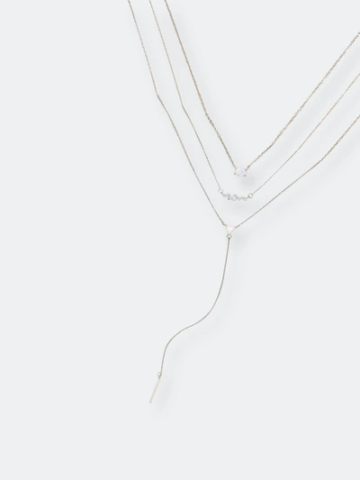 Shop Ettika Layered Opal Lariat Necklace Set Of 3 In White