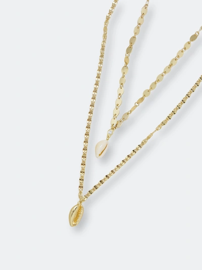Shop Ettika Double Cowrie Shell Layered 18k Gold Plated Necklace Set