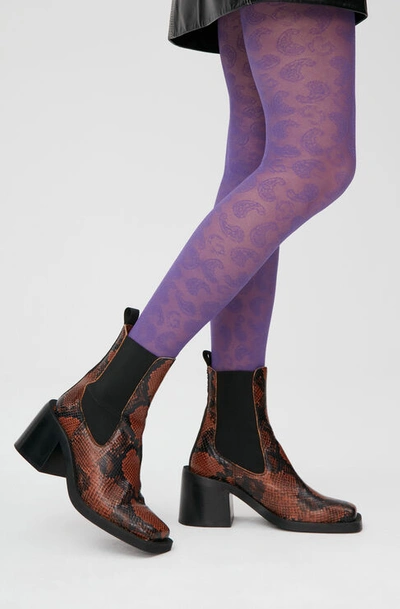 Shop Ganni Lace Stockings In Heliotrope