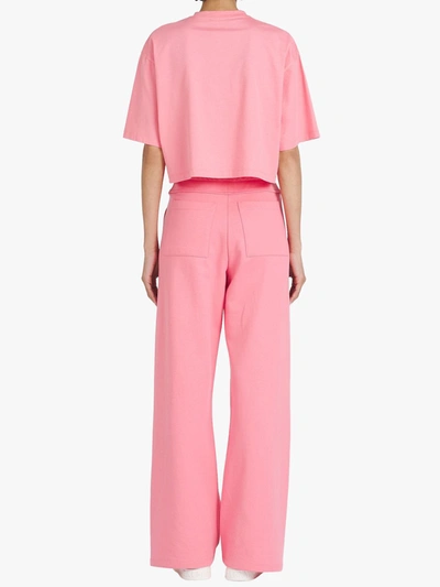 Shop Balmain Cropped Salmon Pink T-shirt