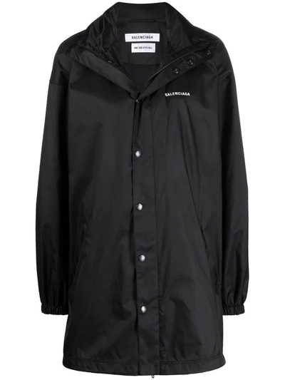 Shop Balenciaga Logo-print Rain Jacket In Schwarz