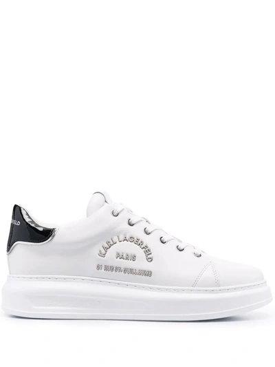 Shop Karl Lagerfeld Rue St Guillaume Low-top Lace-up Sneakers In Weiss