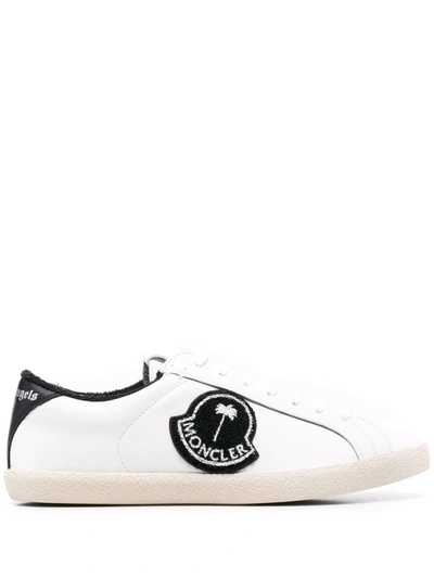 Shop Moncler Logo-patch Low-top Leather Sneakers In Weiss