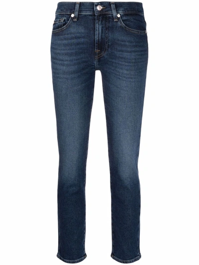 Shop 7 For All Mankind Low-rise Cropped Jeans In Blau