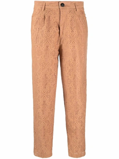 Shop Forte Forte Cut-out Floral Trousers In Nude