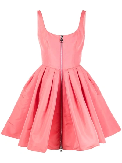 Shop Alexander Mcqueen Zip-detail Mini Dress In Rosa