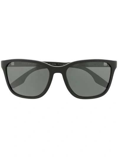 Shop Prada Linea Rossa Square-frame Sunglasses In Black