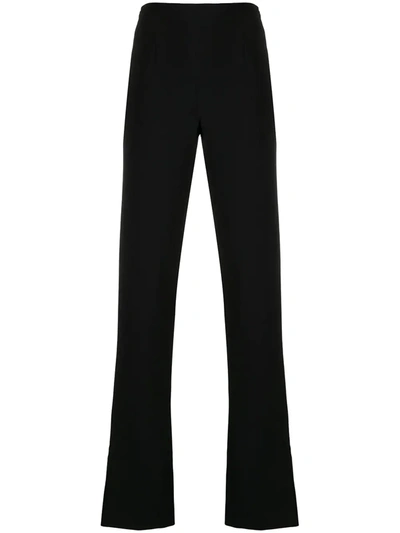 Shop Galvan Slit-detail Straight-leg Trousers In Black