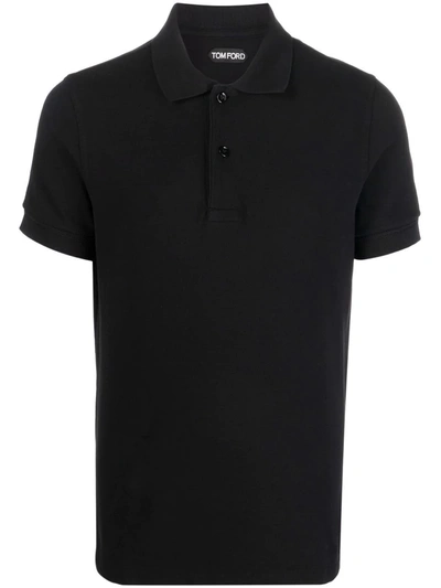 Shop Tom Ford Short-sleeve Cotton Polo Shirt In Black