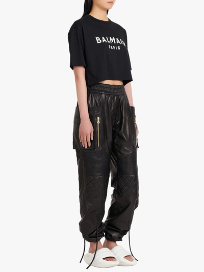 Shop Balmain Cropped Black T-shirt