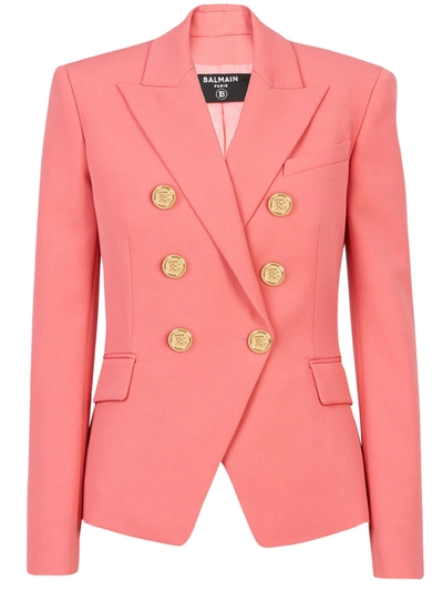 Shop Balmain Salmon Pink Double-breasted Jacket