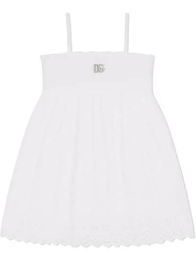 Shop Dolce & Gabbana Embroidered Poplin Sundress In White