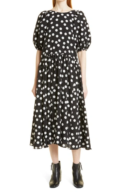 Stine Goya Amelia Monochrome Polka-dot Midi Dress In | ModeSens