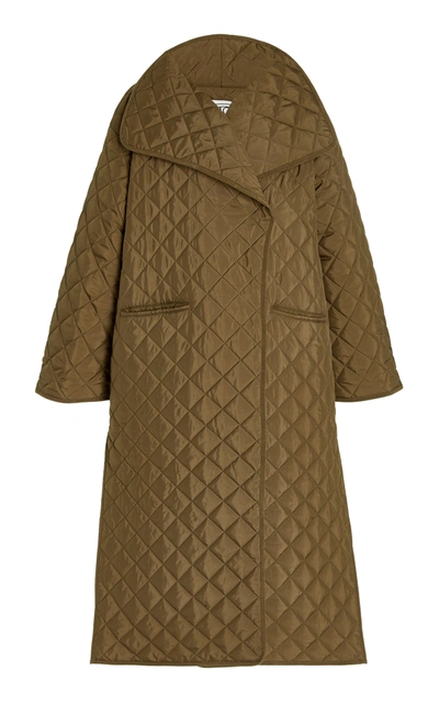 Shop Totême Women's Signature Quilted Coat In Green