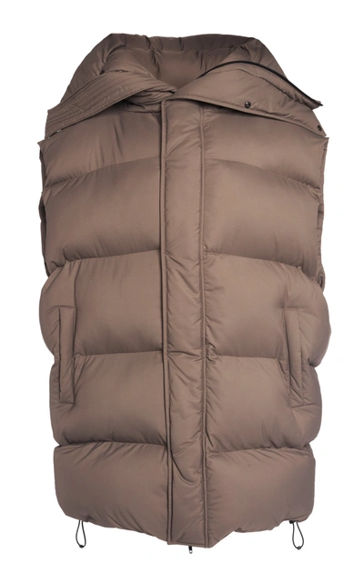 Shop Balenciaga Women's Oversized Canvas Collared Puffer Vest In Brown