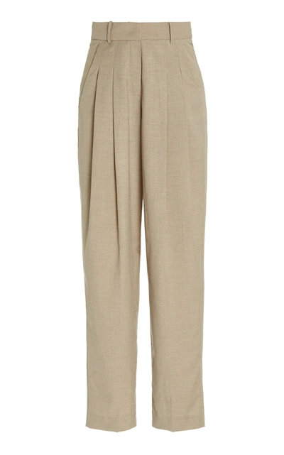 Shop The Frankie Shop Gelso Pleated Suiting Wide-leg Trousers In Neutral