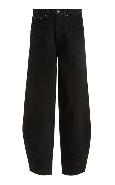 Shop Totême Women's Rigid High-rise Barrel-leg Jeans In Black