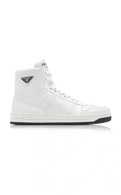 Shop Prada High Top Sneakers In Black,white