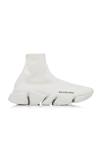 Shop Balenciaga Women's Speed 2.0 Knit Sneakers In White
