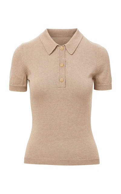 Shop Brandon Maxwell Fitted Silk-cashmere Sweater In Neutral