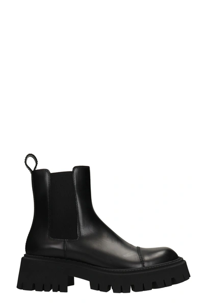 Shop Balenciaga Tractor Ankle Boots In Black Leather