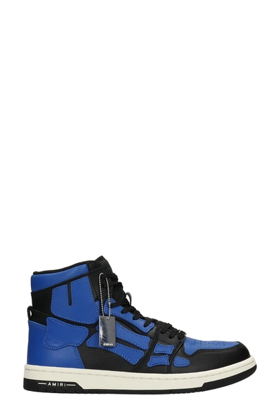 Shop Amiri Skeel Op Hi Sneakers In Blue Leather