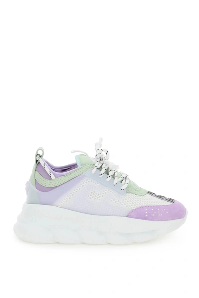 Shop Versace Chain Reaction Sneakers In Orchid Bianco (white)