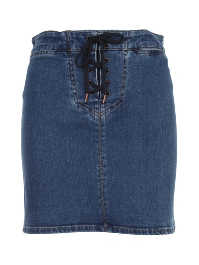 Shop See By Chloé Signature Blue Denim Mini Skirt In E Truly Navy