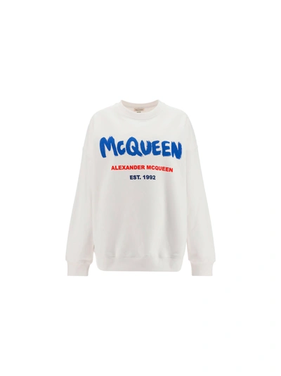 Shop Alexander Mcqueen Alexander Mc Queen Graffiti Sweatshirt In White/multi