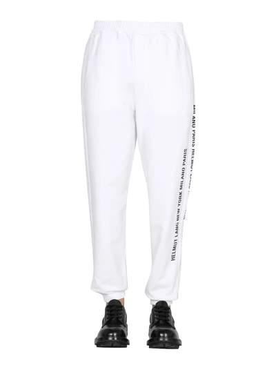 Shop Helmut Lang Jogging Pants With Logo Box In Bianco